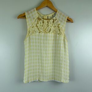 Sandro Paris Light Yellow Gingham Lace Top Sandro Size 2 US Medium